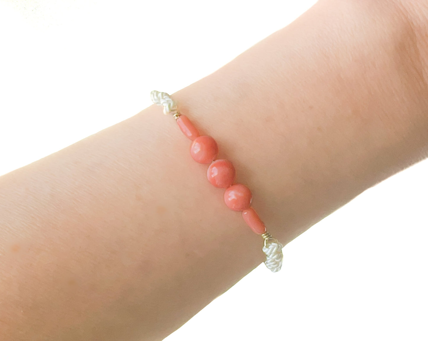 Coral Silk Cord Adjustable Bracelet