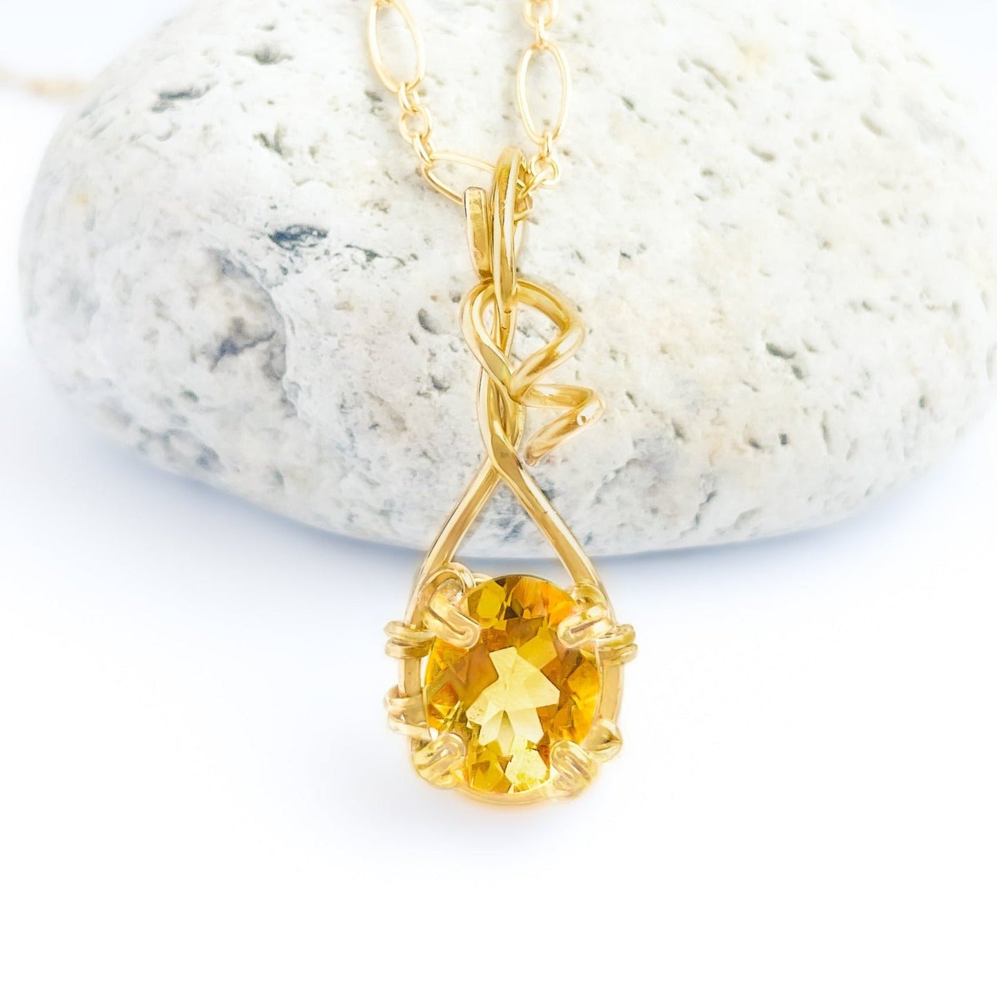 Citrine Swirl Pendant Necklace