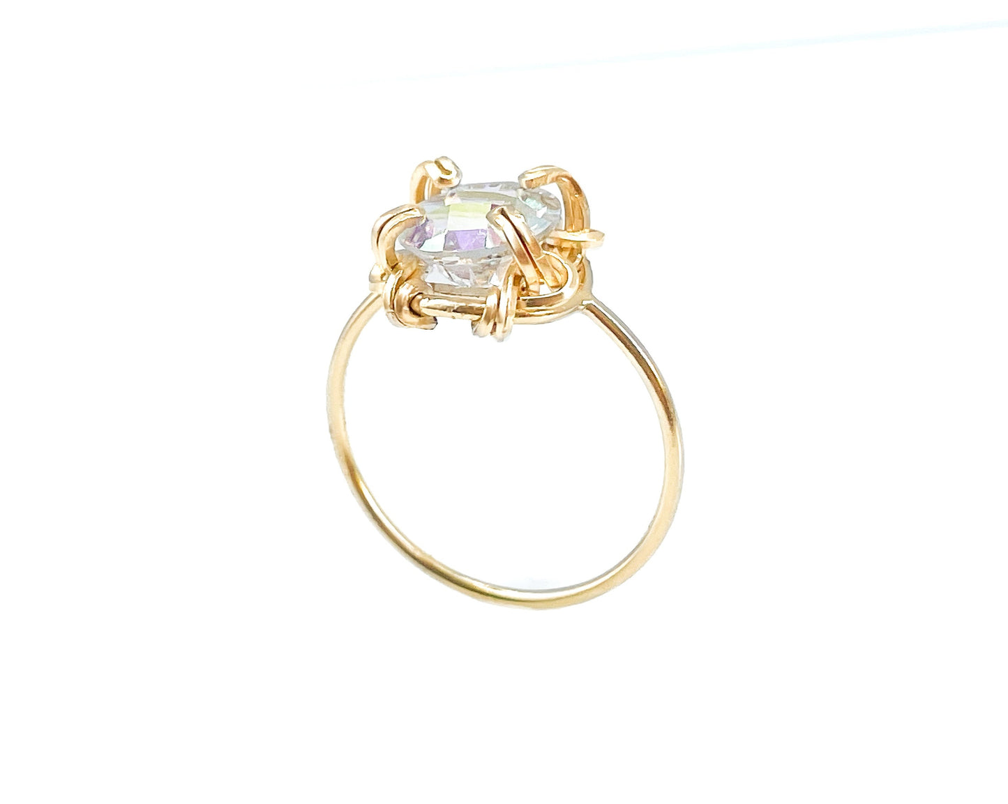 Mystic Topaz Thin Band Ring