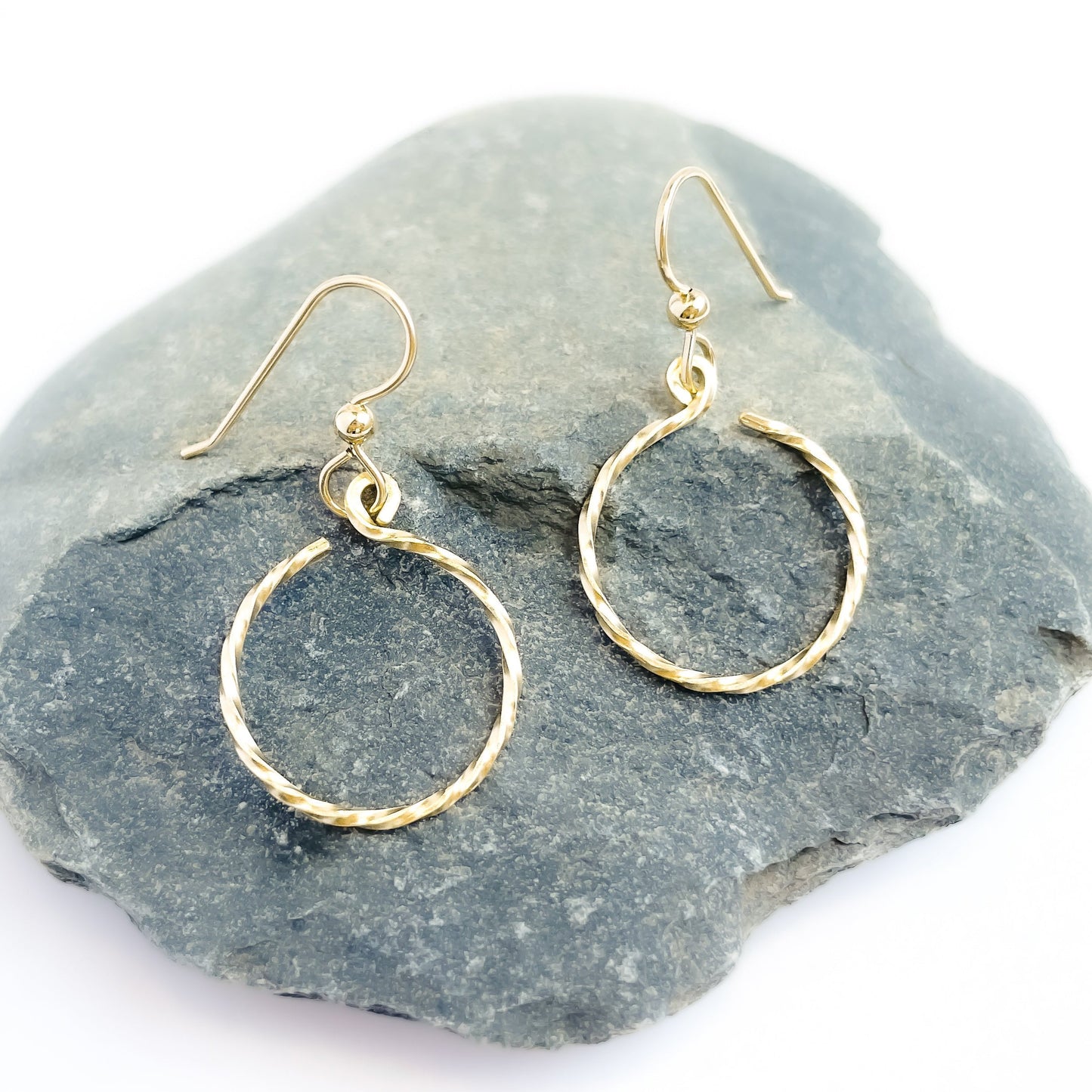 Gold Twisted Circle Dangle Earrings