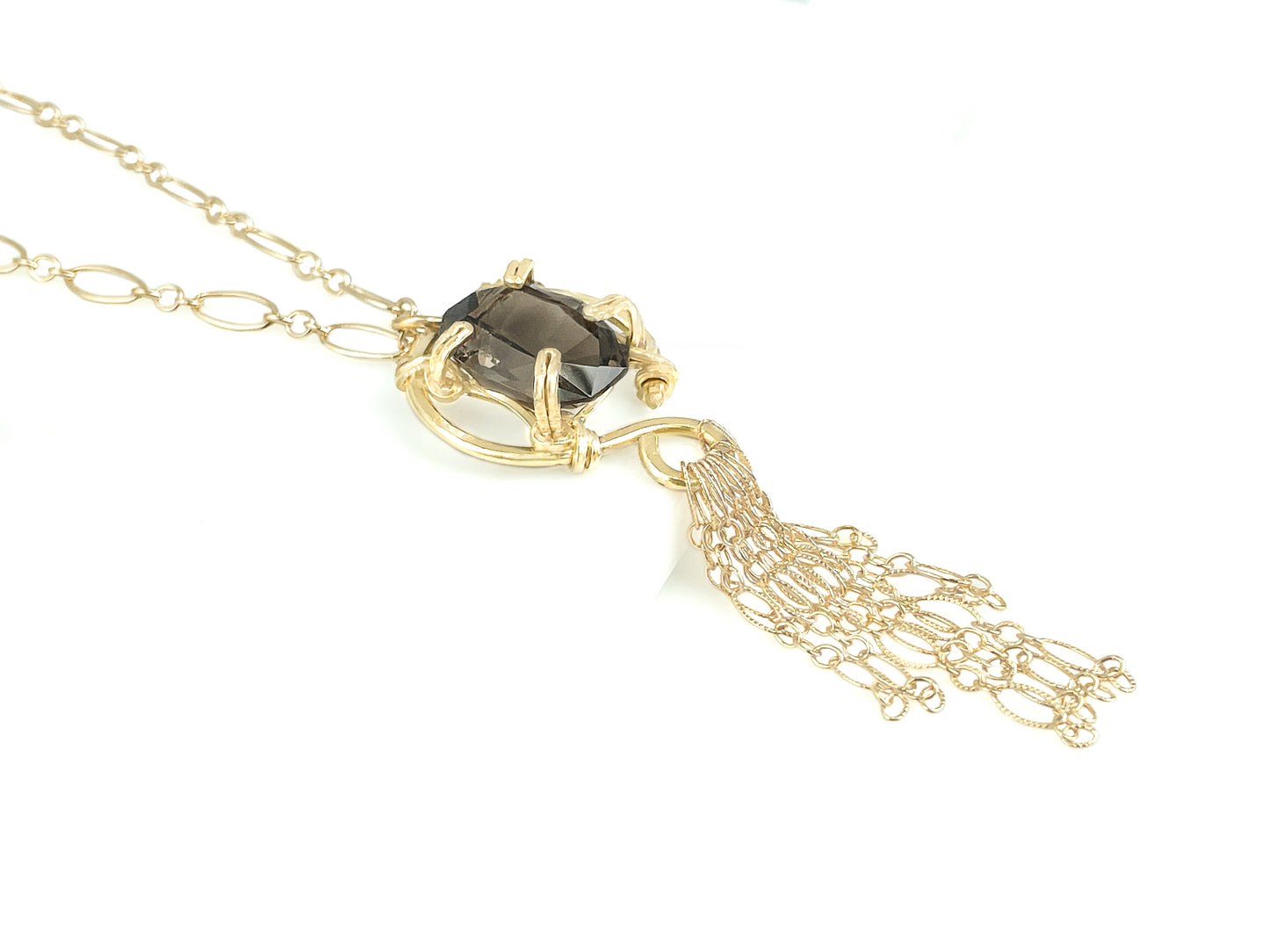 Smoky Quartz Fringe Pendant Necklace