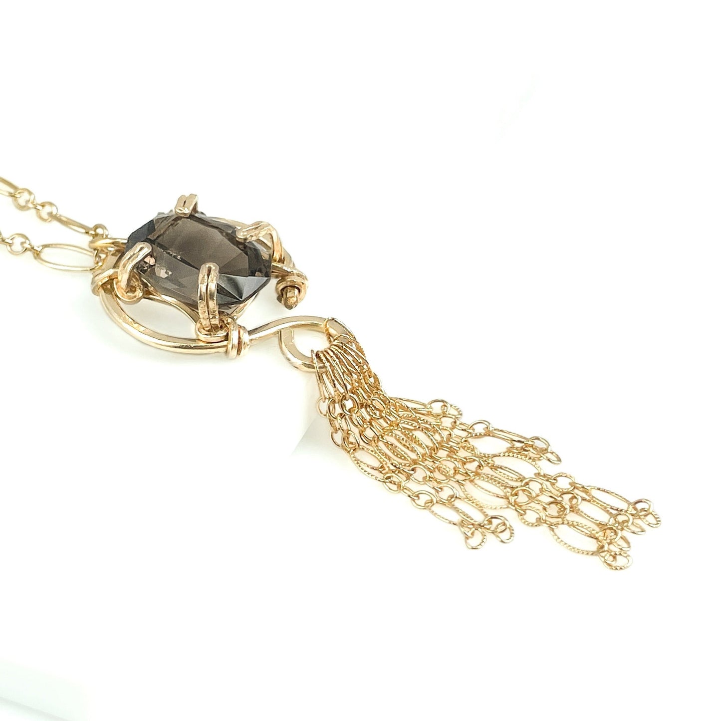 Smoky Quartz Fringe Pendant Necklace