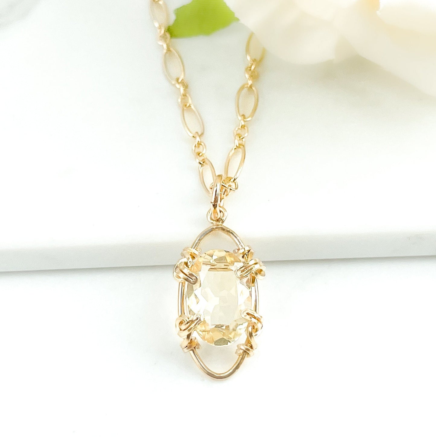 Lemon Quartz Pendant Necklace