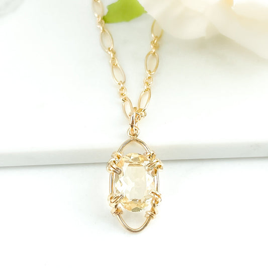 Lemon Quartz Pendant Necklace