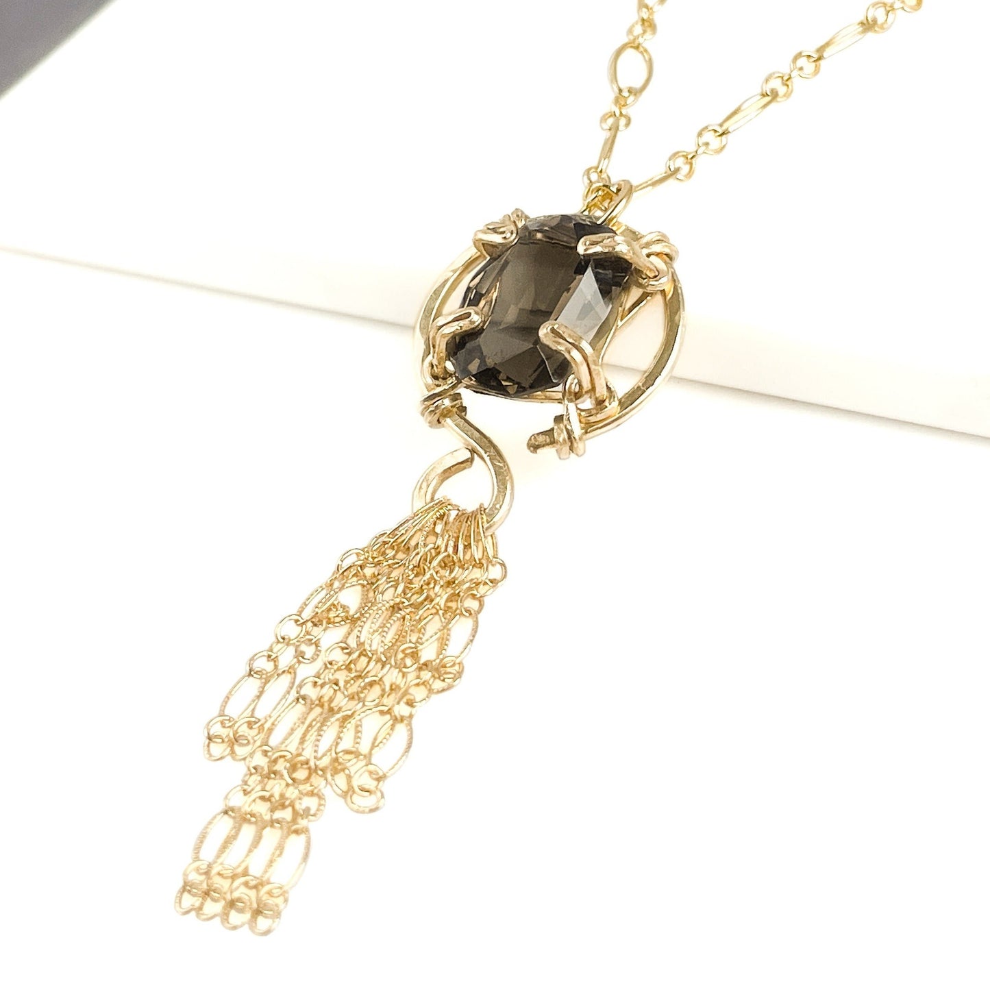 Smoky Quartz Fringe Pendant Necklace