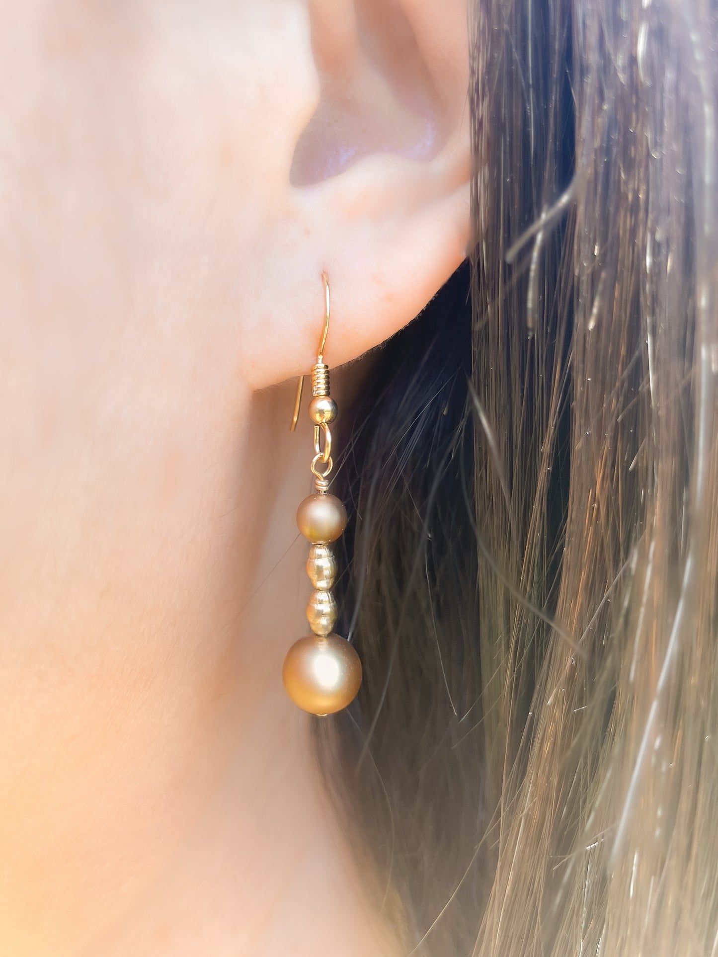 Swarovski Bronze Pearl Dangle Earrings