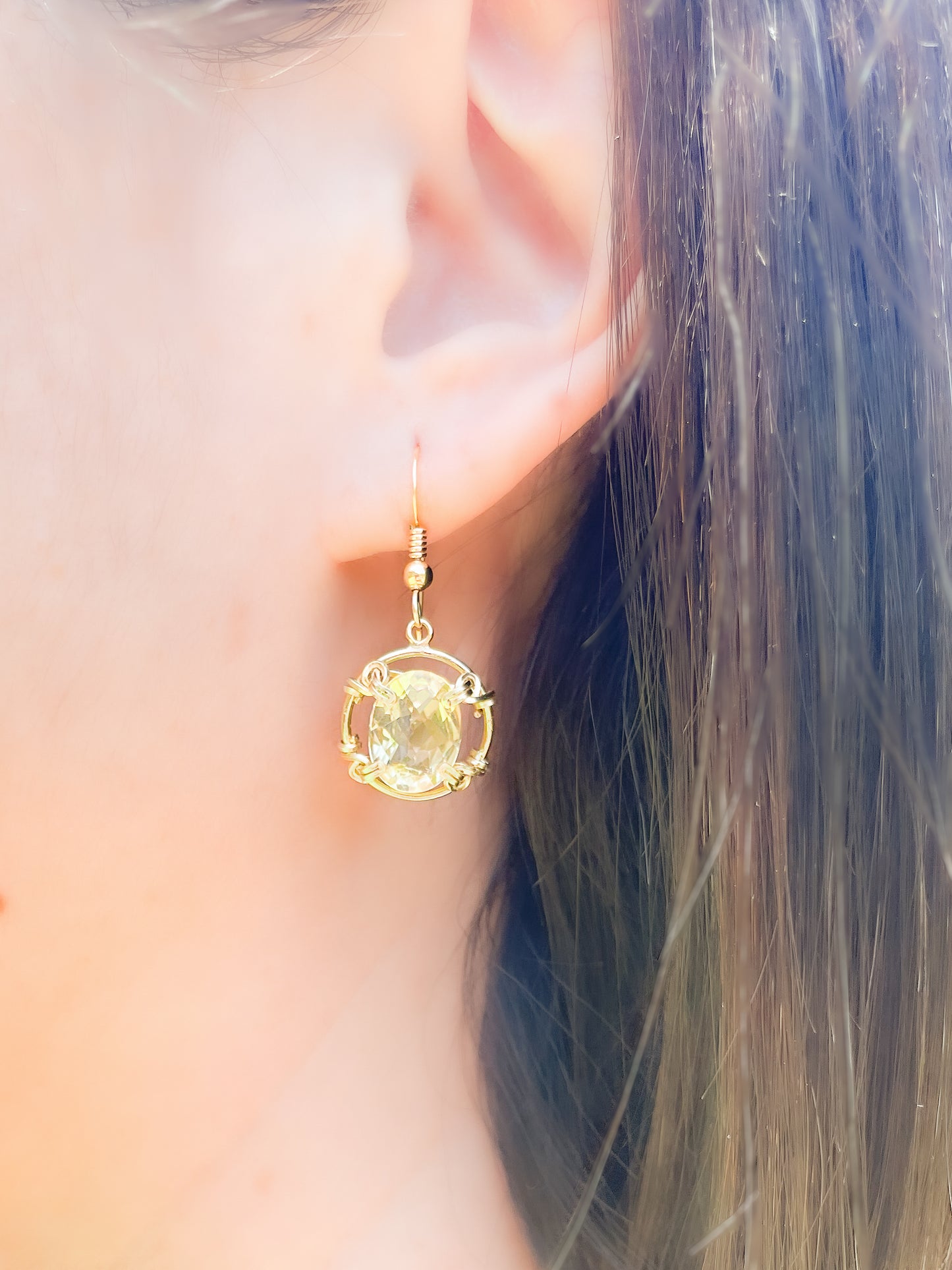 Lemon Quartz Dangle Earrings