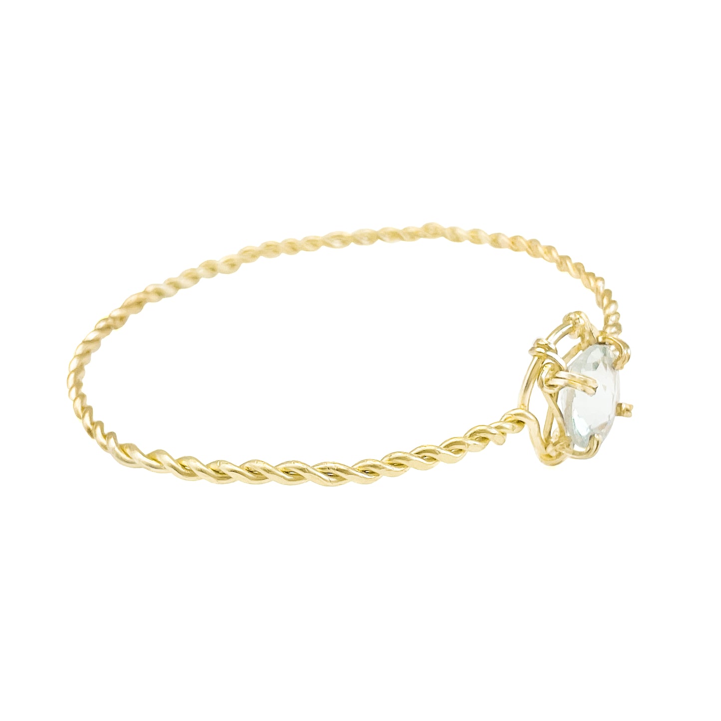 Aquamarine Twisted Gold Bangle Bracelet