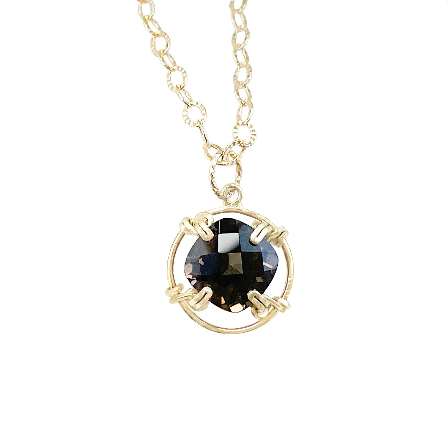 Smoky Quartz Cushion Cut Pendant Necklace