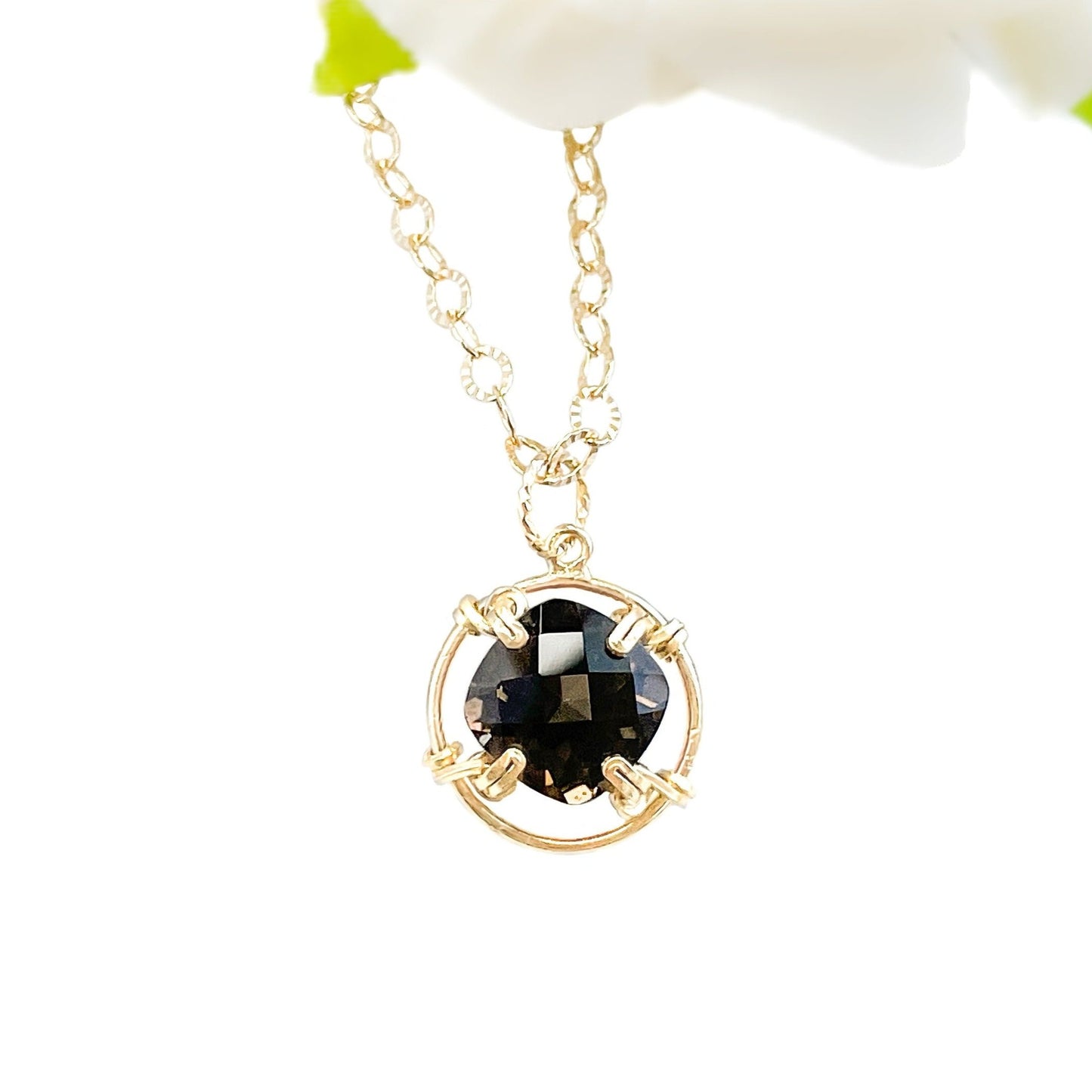 Smoky Quartz Cushion Cut Pendant Necklace