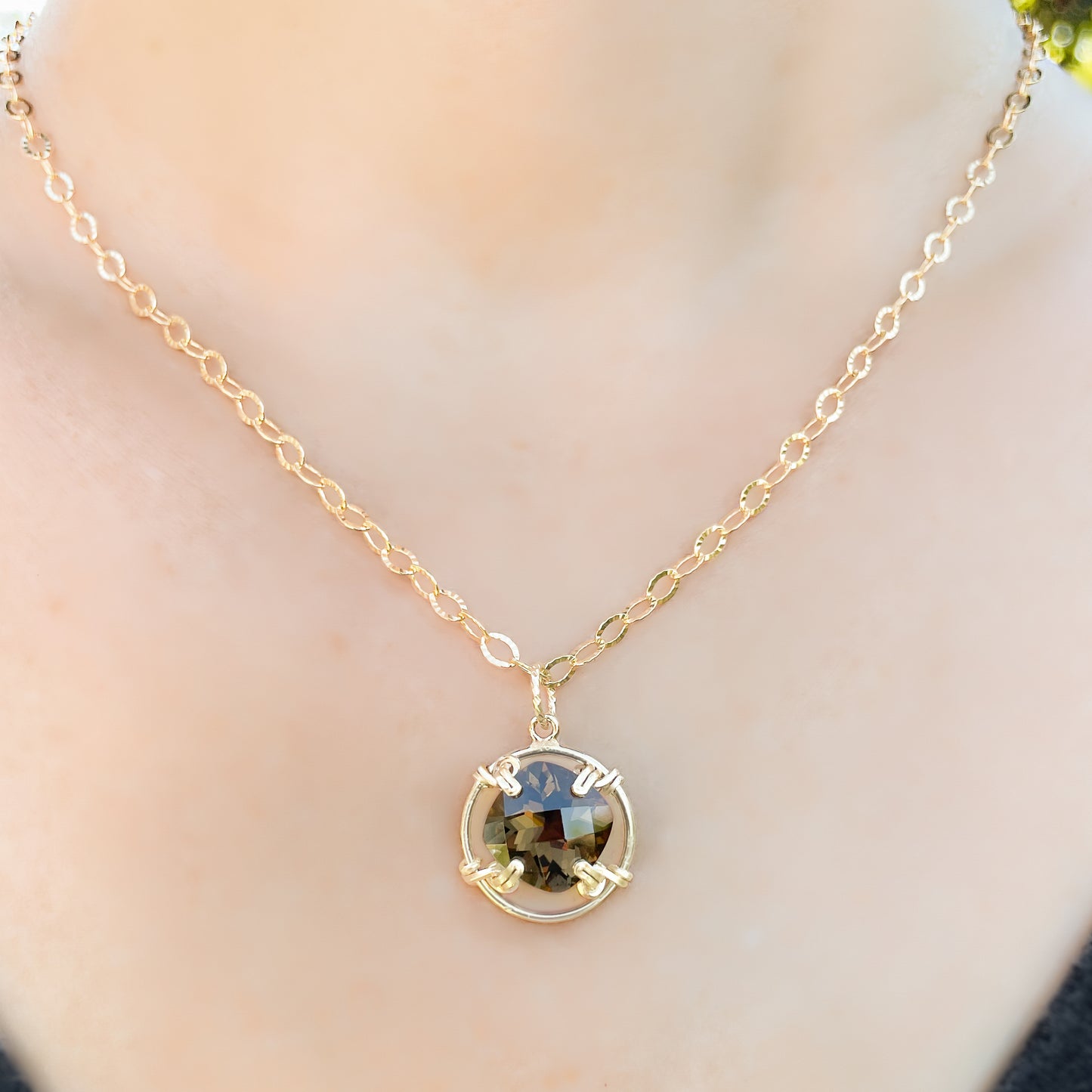 Smoky Quartz Cushion Cut Pendant Necklace