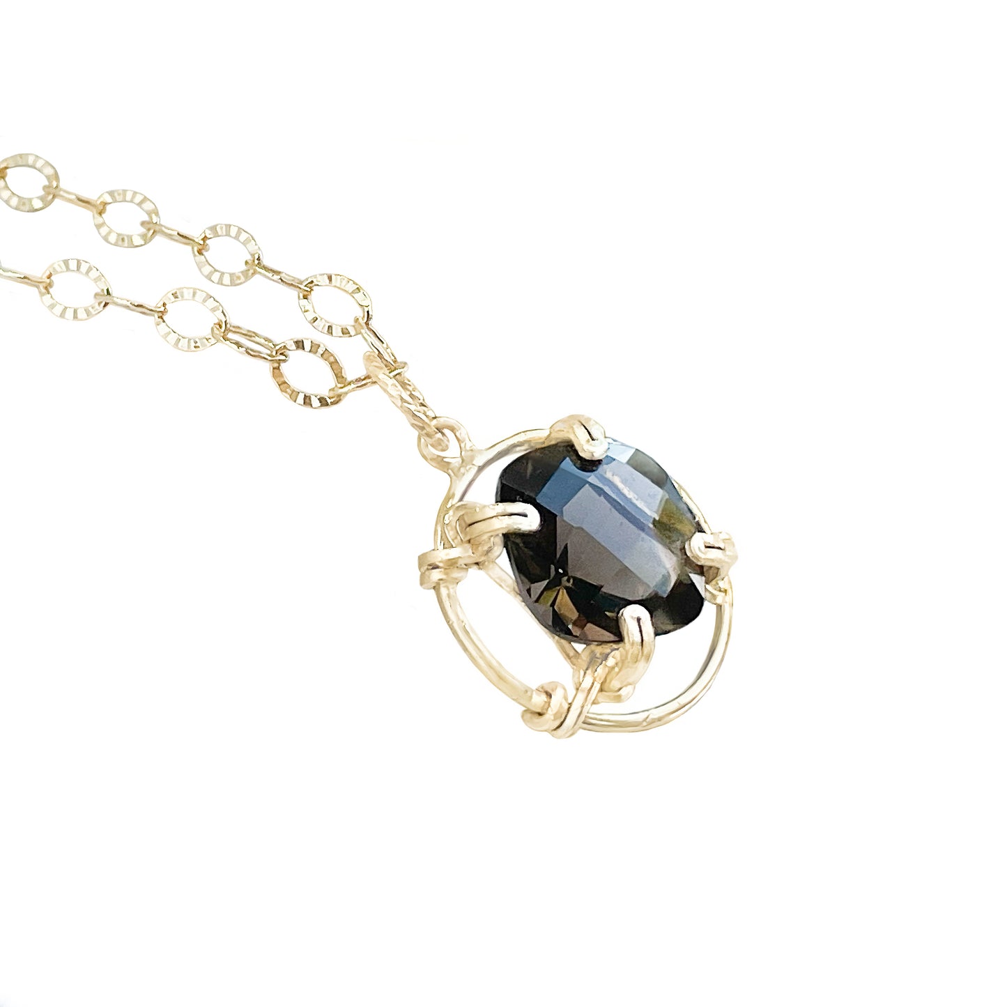 Smoky Quartz Cushion Cut Pendant Necklace