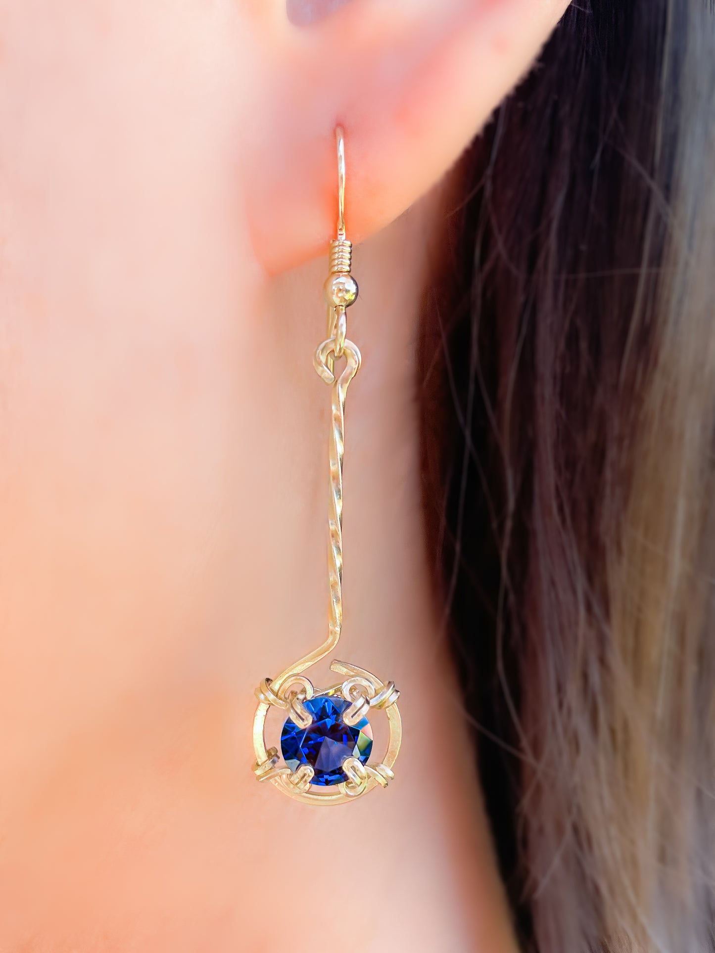 Sapphire Long Dangle Earrings