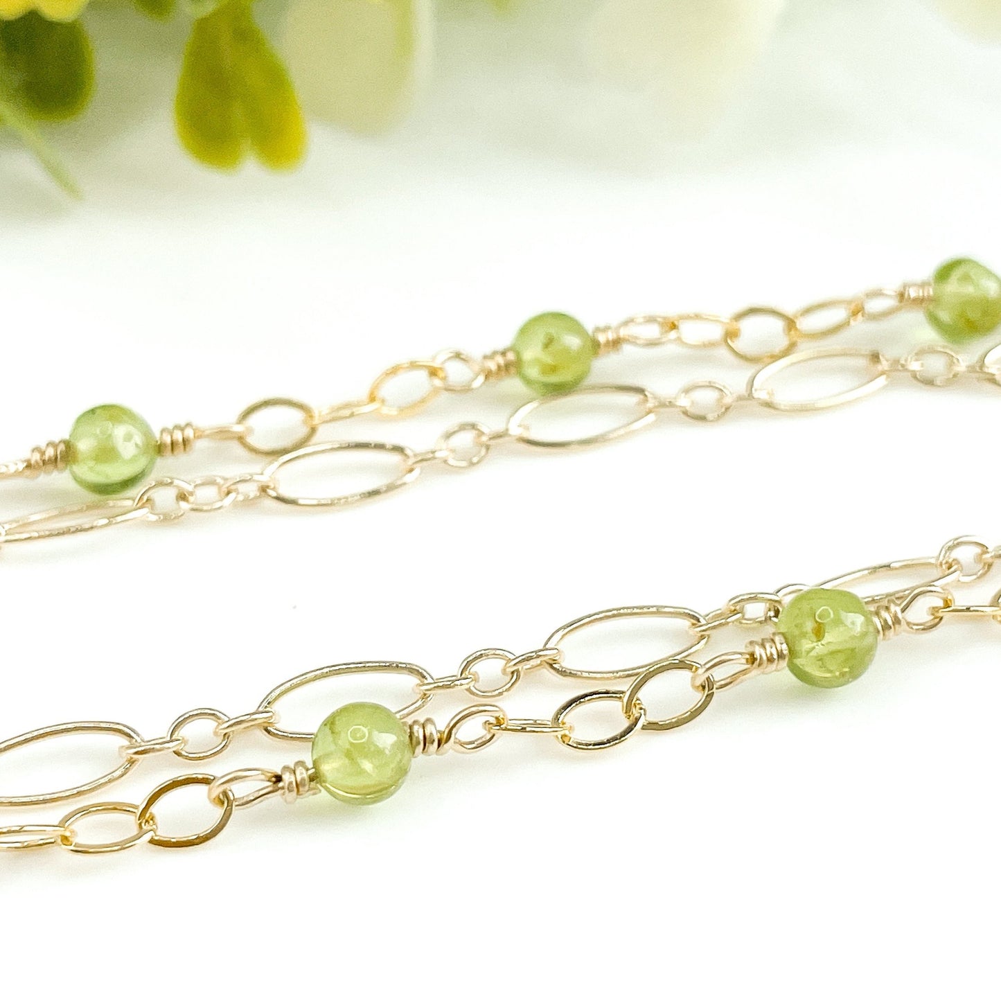 Peridot Two Strand Beaded Bracelet