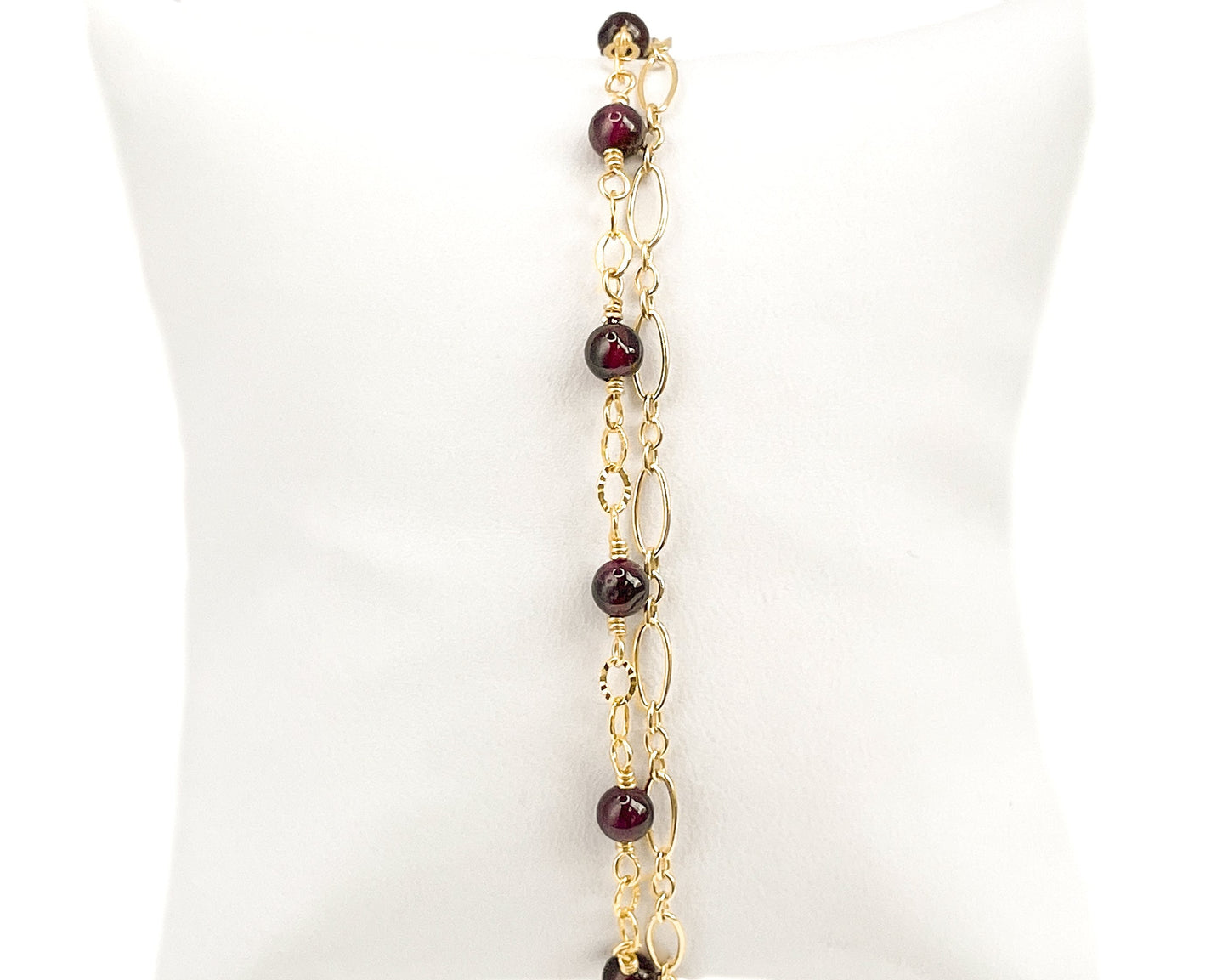 Garnet Two Strand Beaded Bracelet