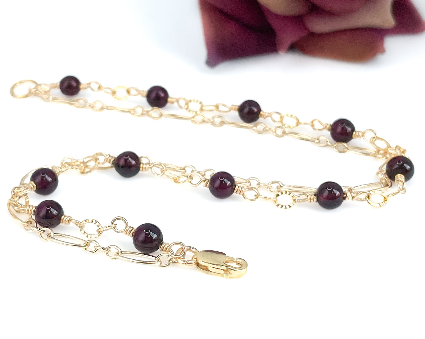 Garnet Two Strand Beaded Bracelet