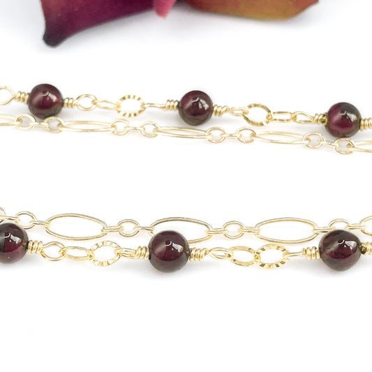 Garnet Two Strand Beaded Bracelet