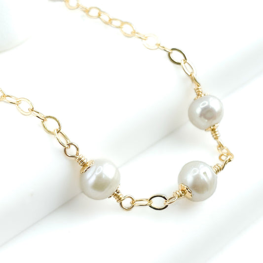 Gold Three Pearl Bracelet