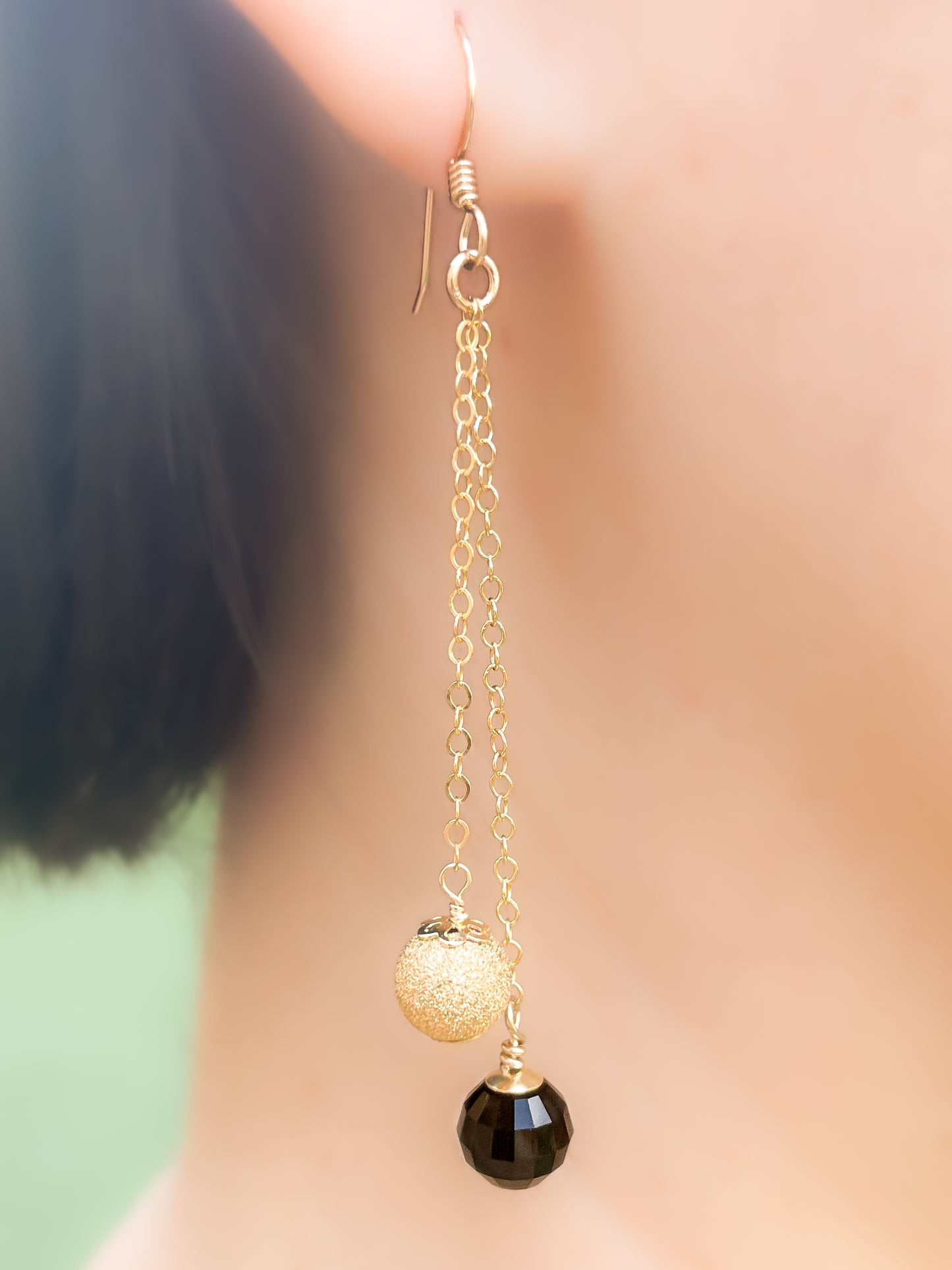 Swarovski Black and Gold Long Dangle Earrings