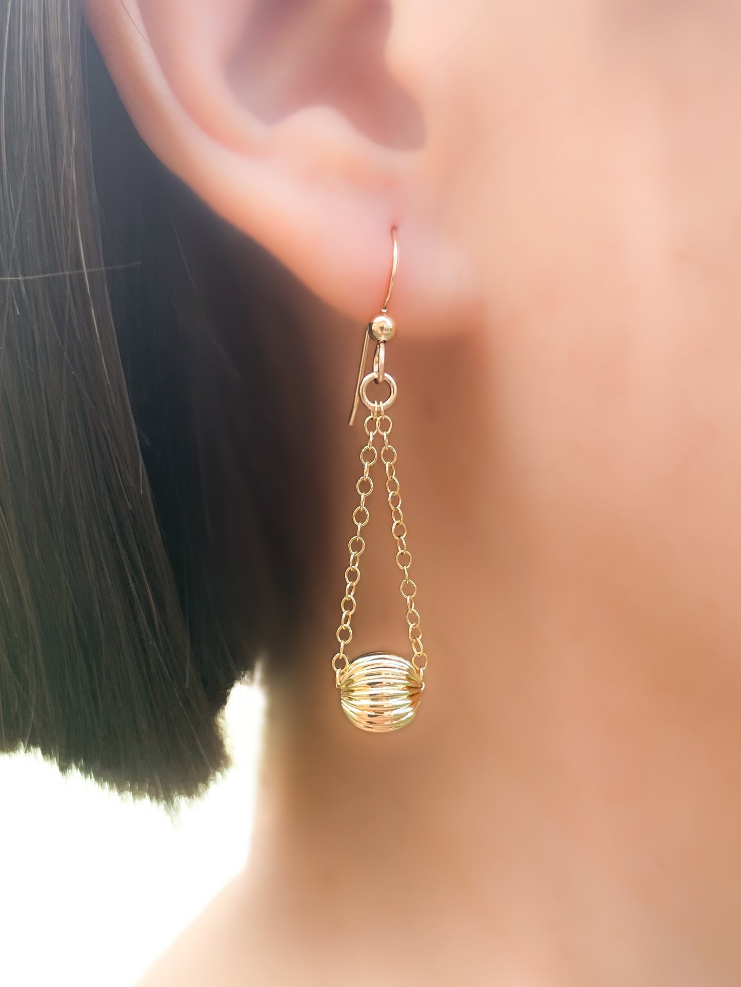 Gold Ball Dangle Earrings