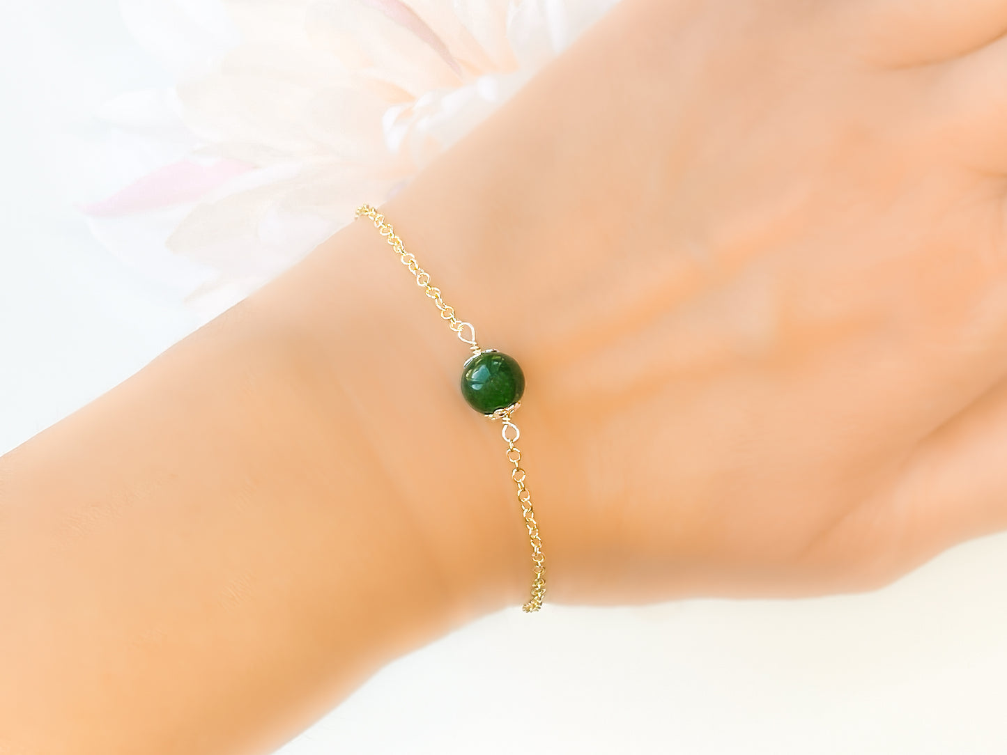 Jade Bead Dainty Bracelet