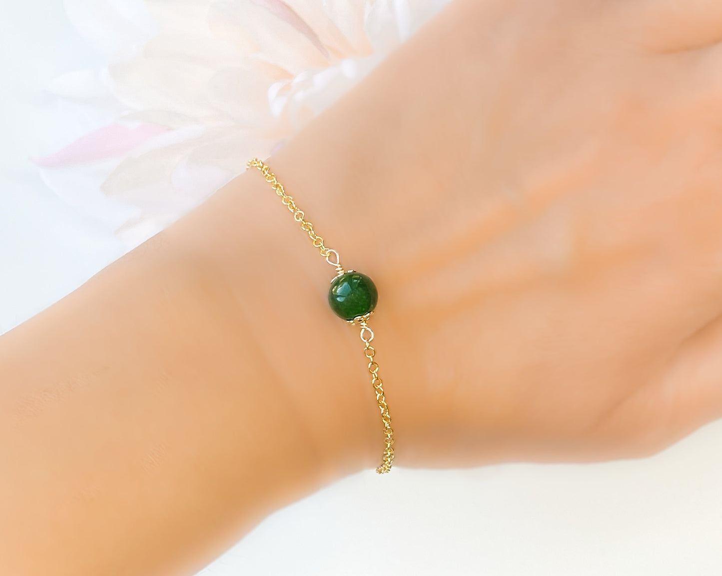 Jade Bead Dainty Bracelet