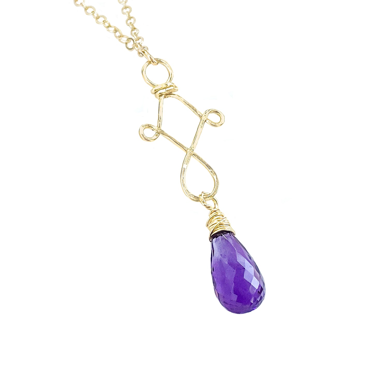 Purple Amethyst Briolette Drop Necklace