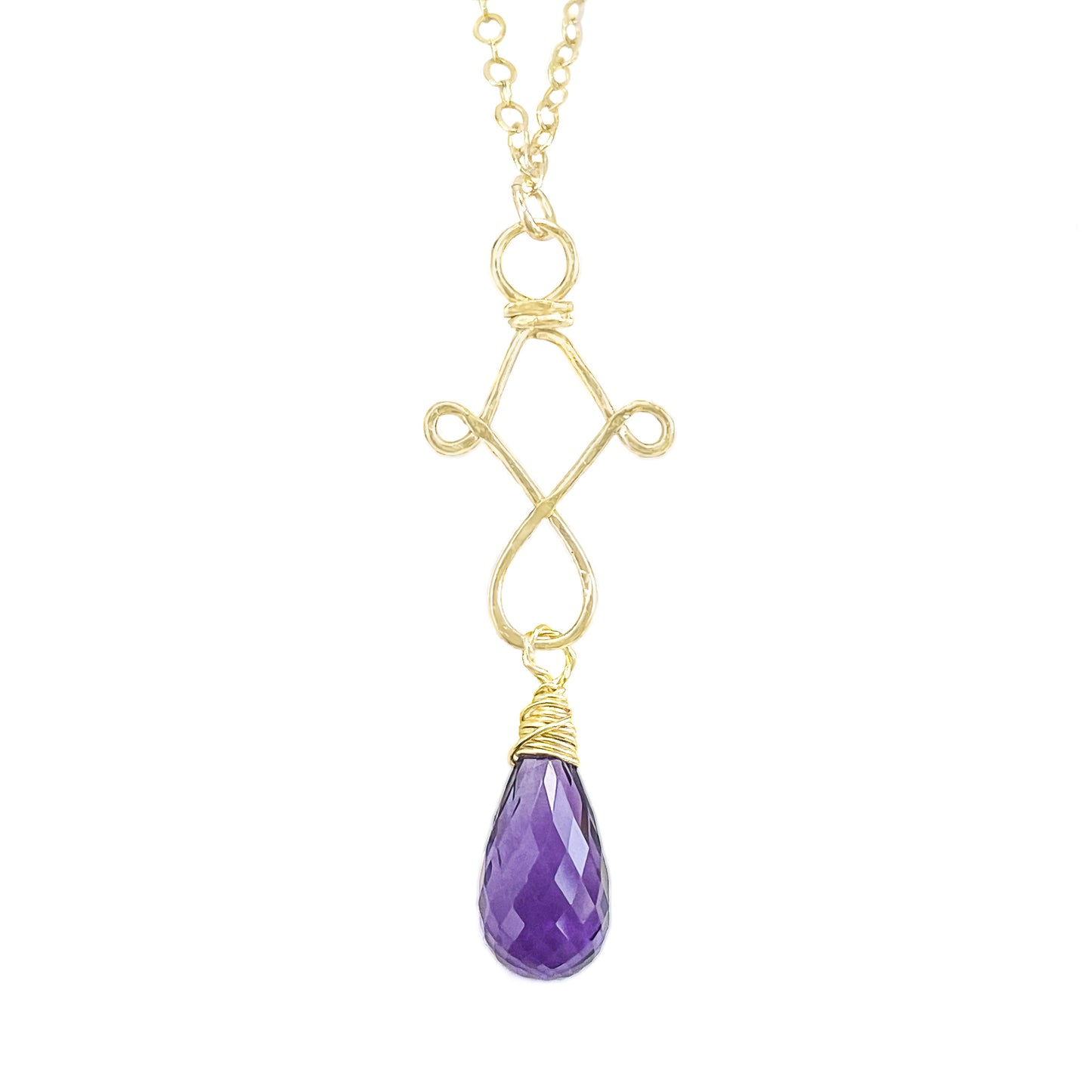 Purple Amethyst Briolette Drop Necklace