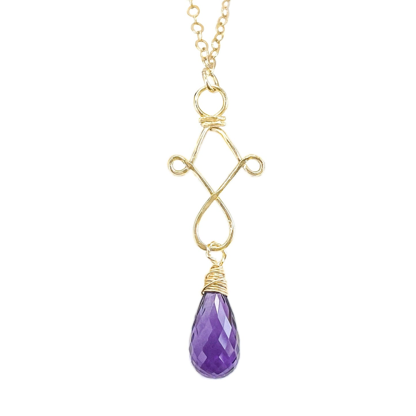 Purple Amethyst Briolette Drop Necklace