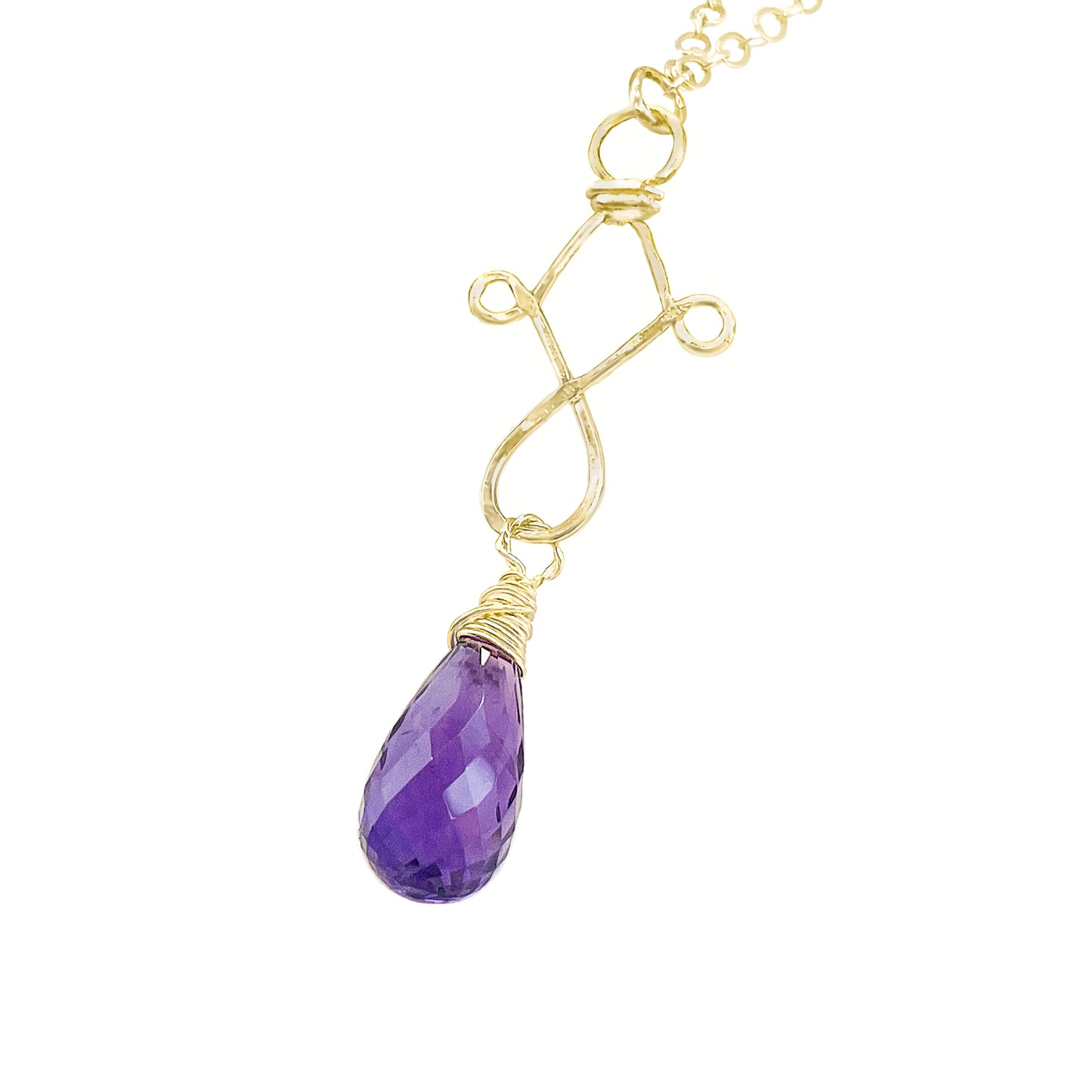 Purple Amethyst Briolette Drop Necklace