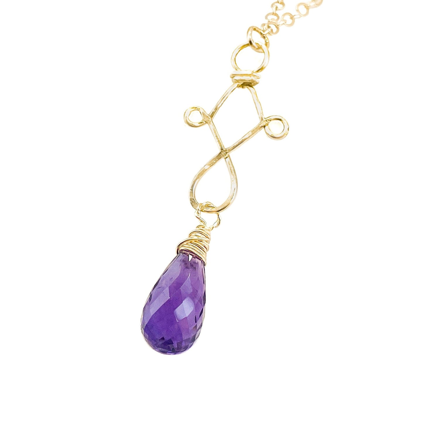 Purple Amethyst Briolette Drop Necklace