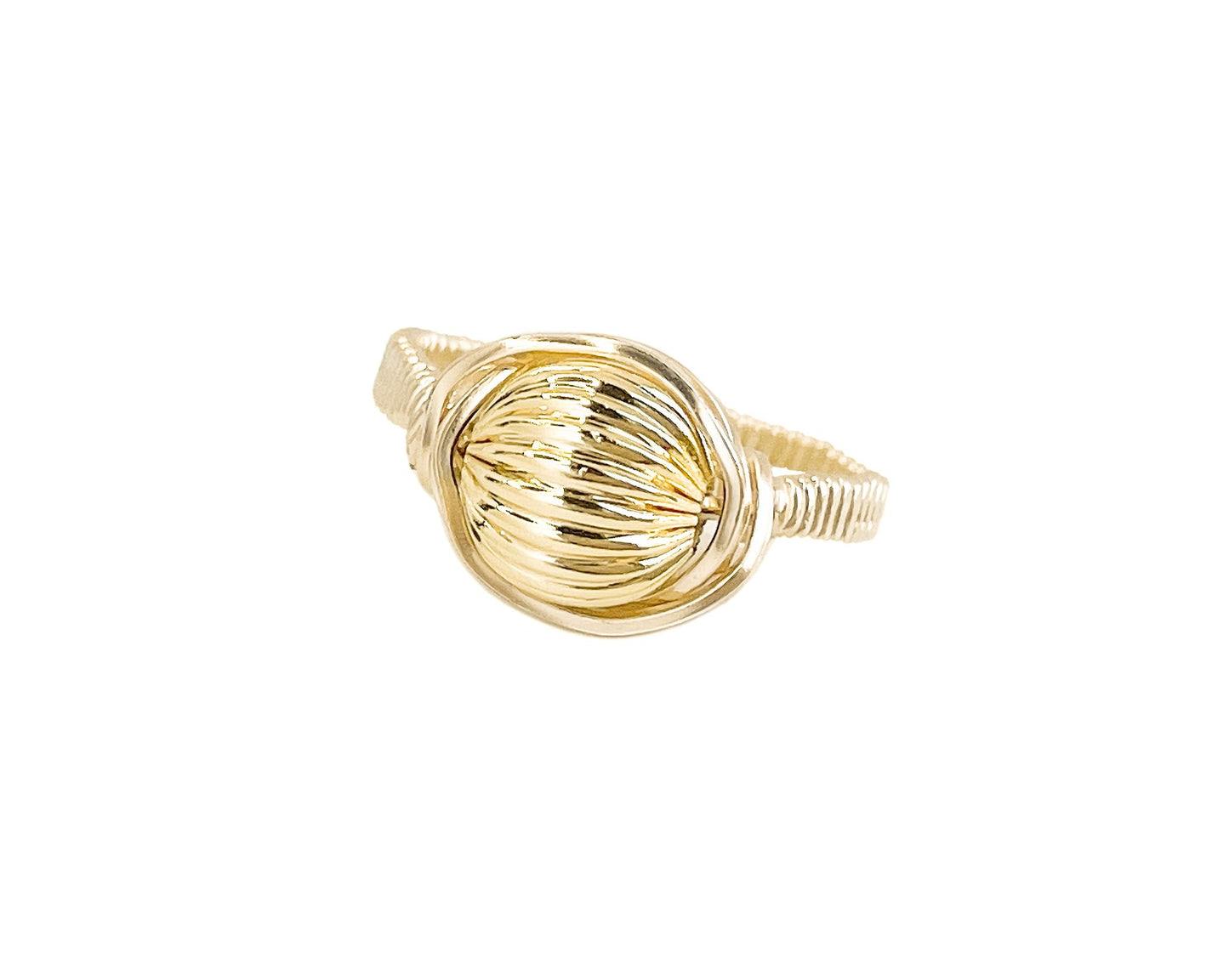 Gold Bead Wire Wrapped Ring