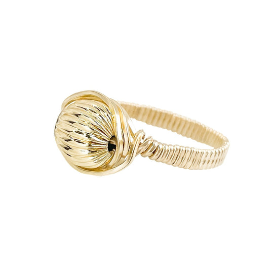 Gold Bead Wire Wrapped Ring