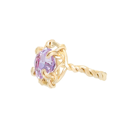 Purple Amethyst Twisted Band Ring