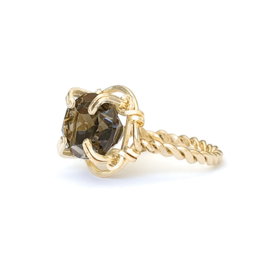 Smoky Quartz Twisted Band Ring