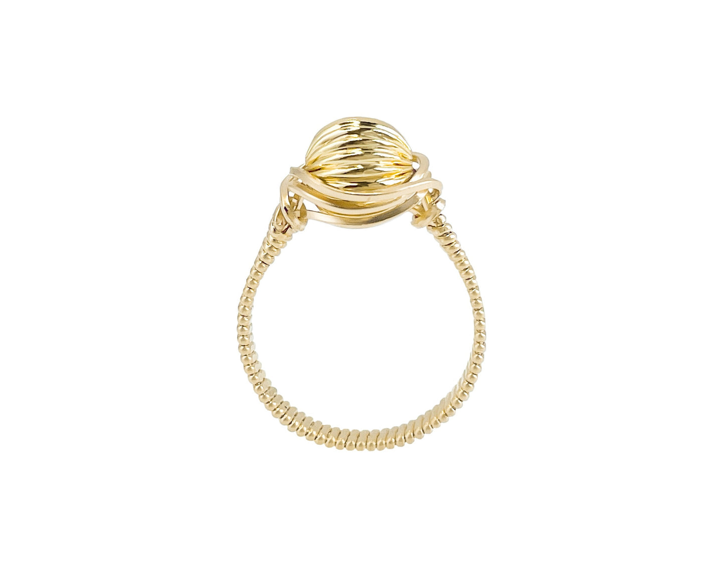 Gold Bead Wire Wrapped Ring