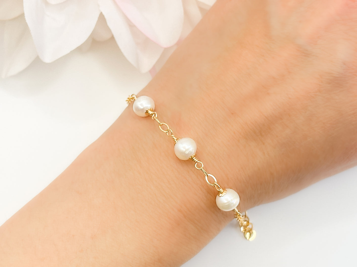 Gold Three Pearl Bracelet