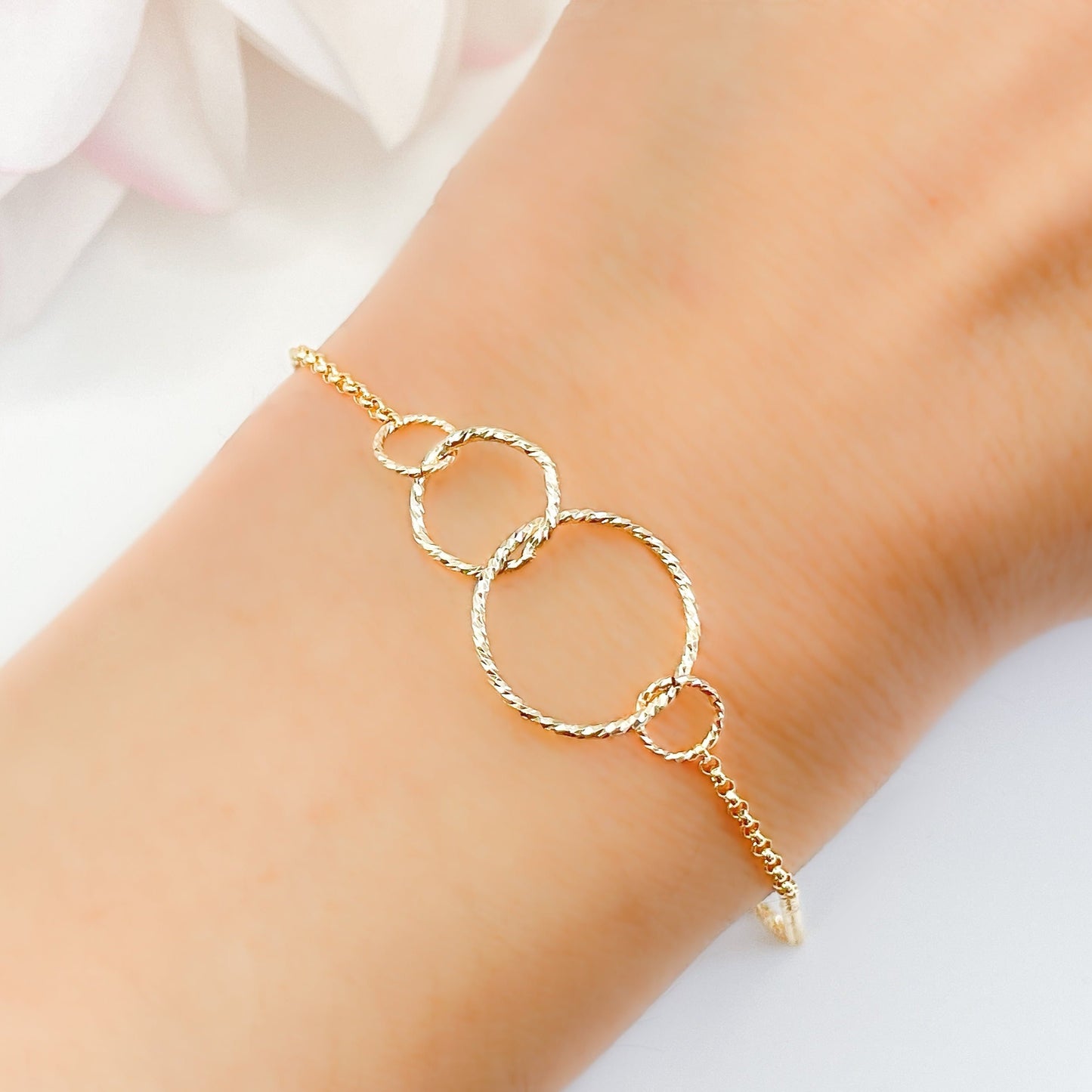 Gold Double Circle Adjustable Bracelet