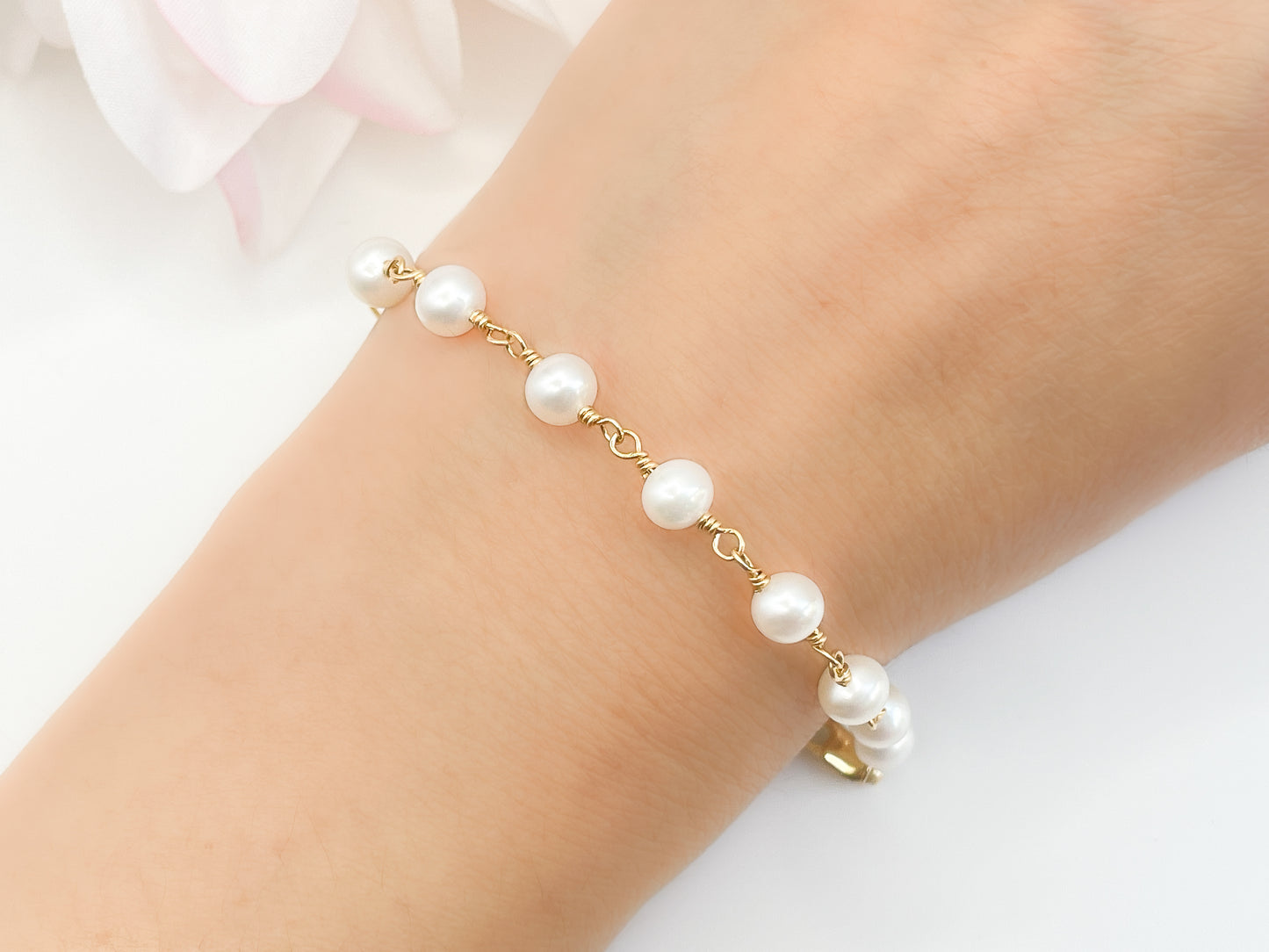 White Pearl Adjustable Bracelet