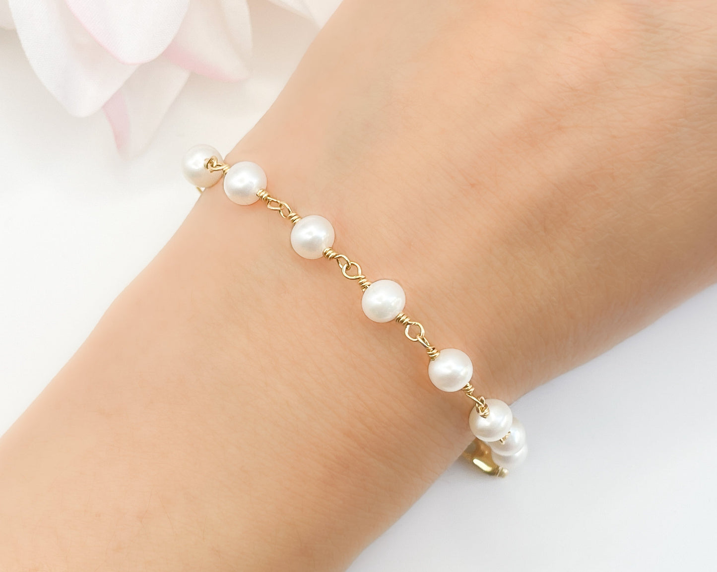 White Pearl Adjustable Bracelet