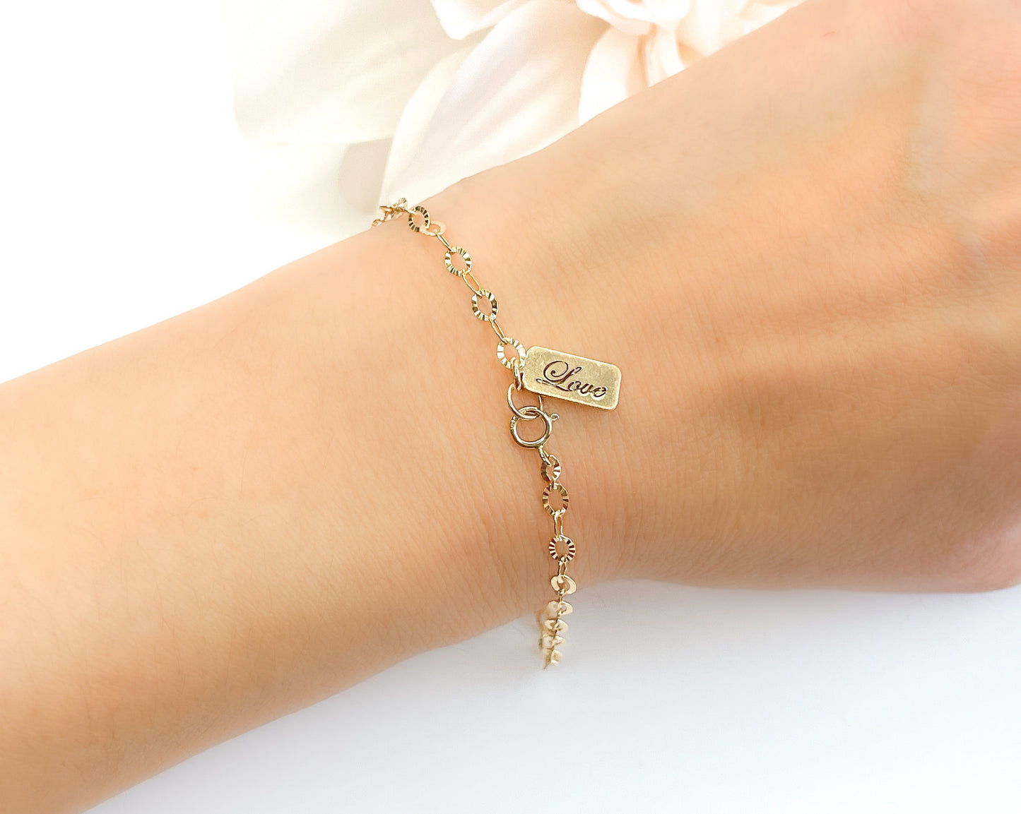 Gold Dainty Love Charm Bracelet