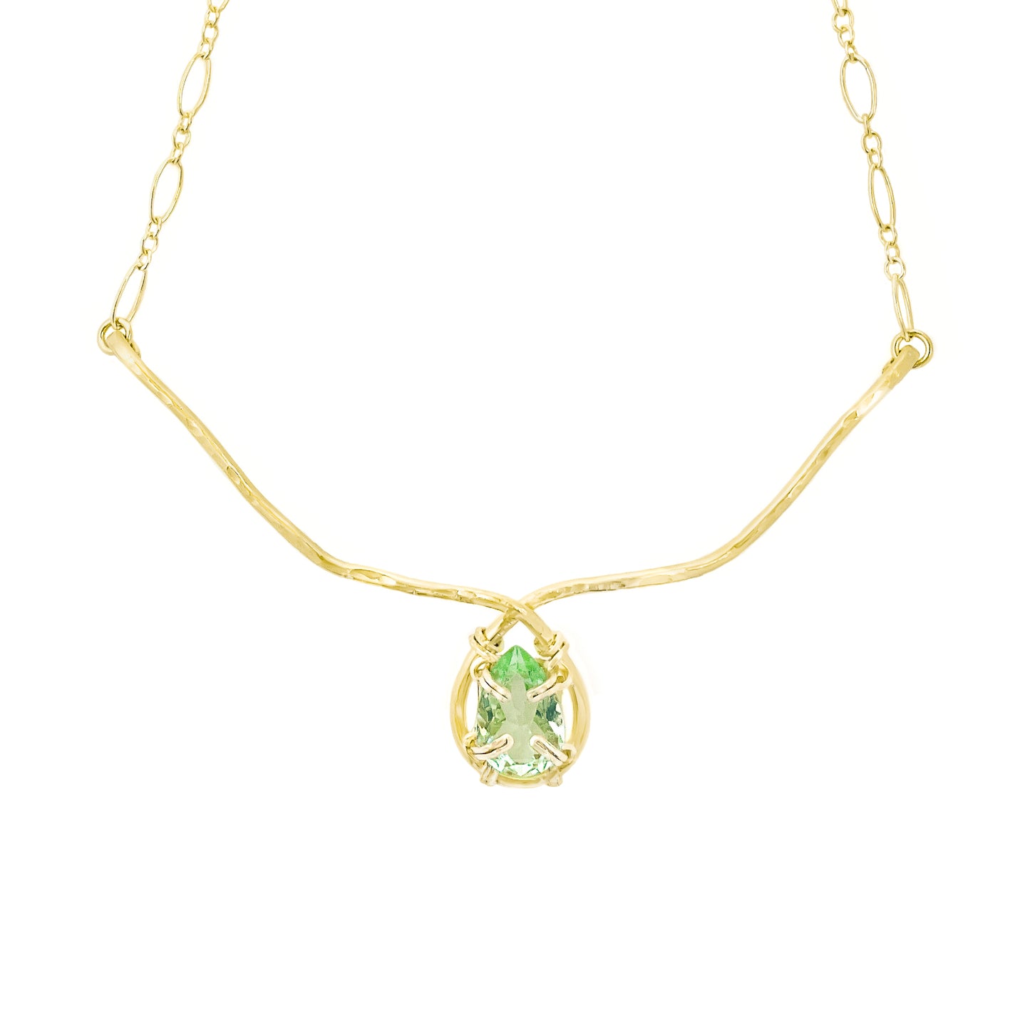 Peridot Wire and Chain Necklace