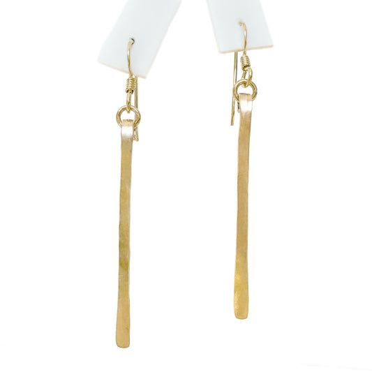 Gold Hammered Bar Earrings