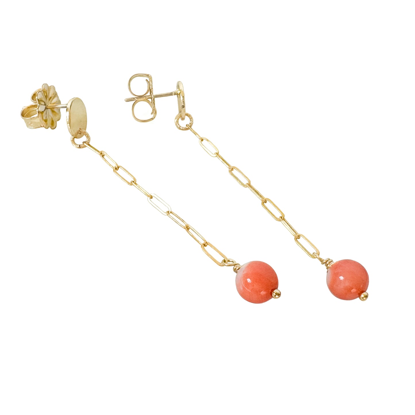 Coral Long Earrings