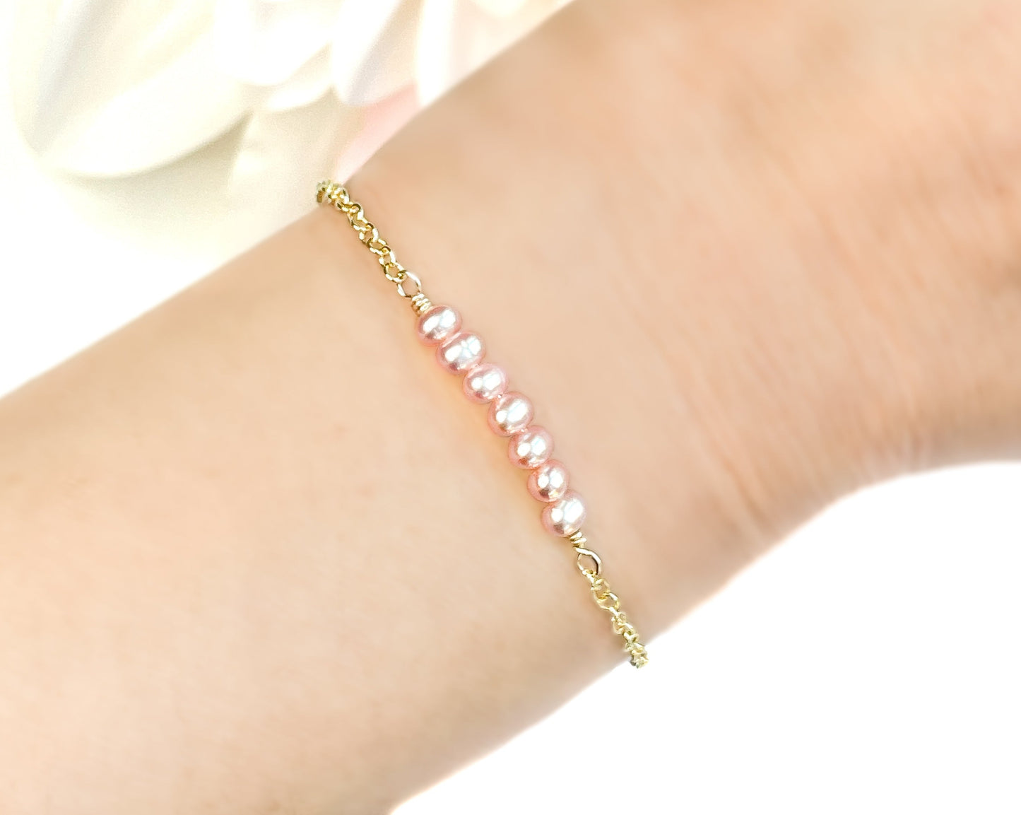 Pink Pearl Column Bracelet