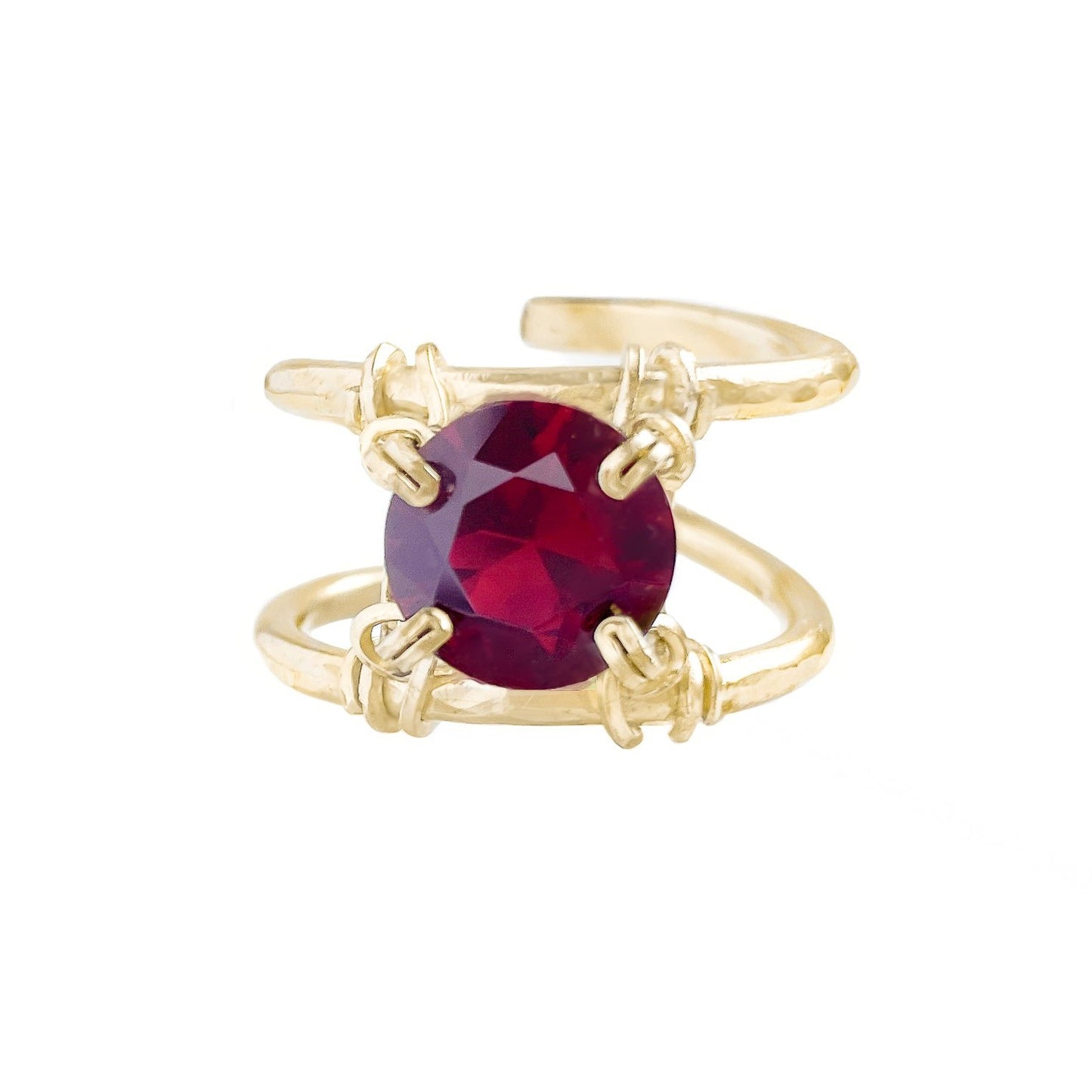 Garnet Double Banded Ring - Simulated