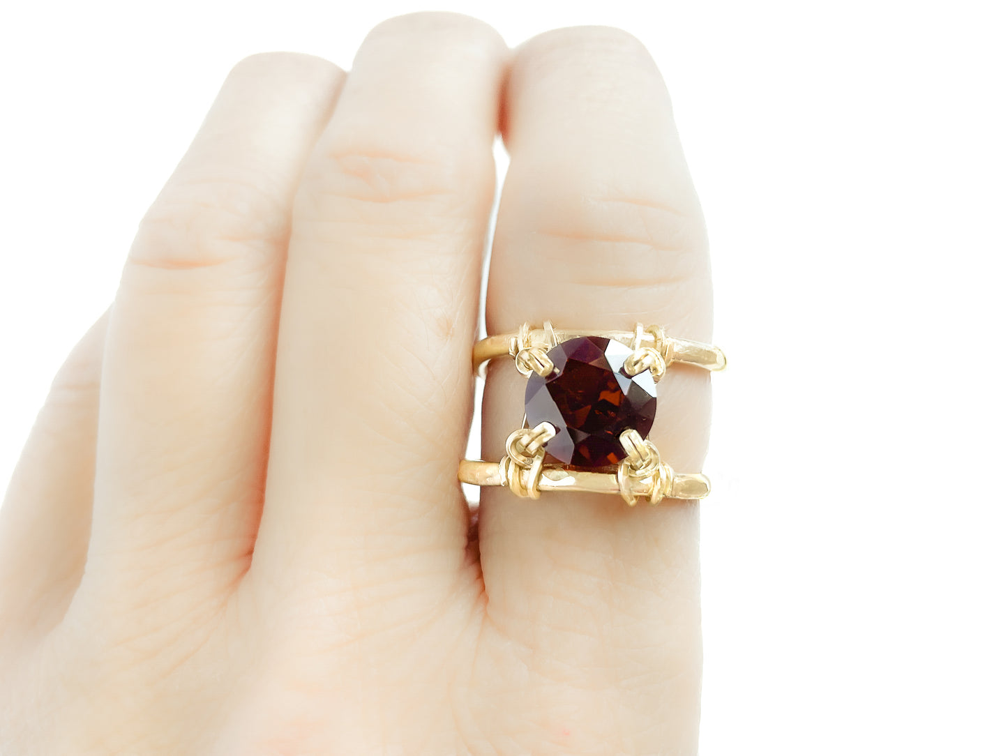 Garnet Double Banded Ring - Simulated