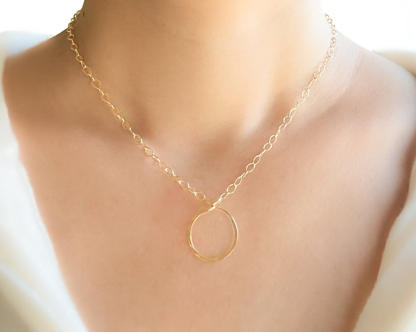 Gold Delicate Circle Choker Necklace