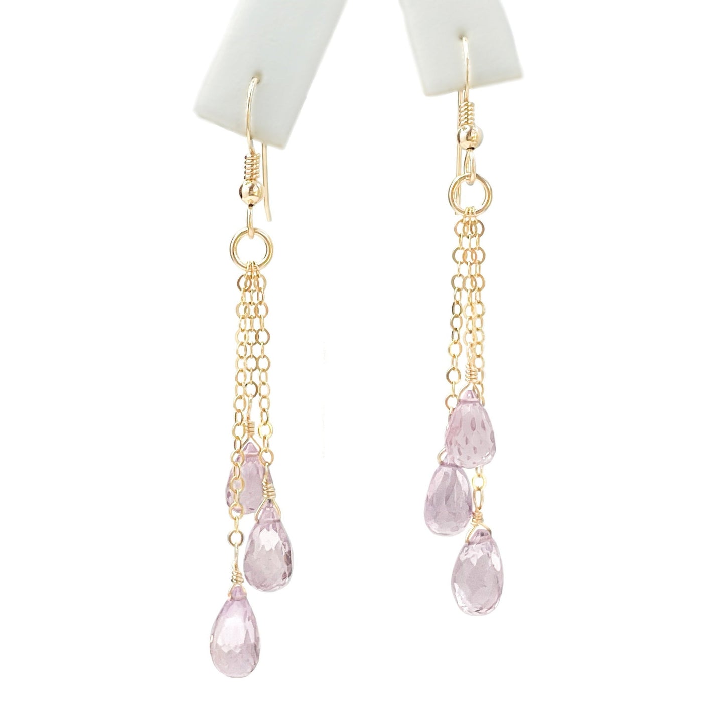 Pink Amethyst Briolette Cluster Earrings