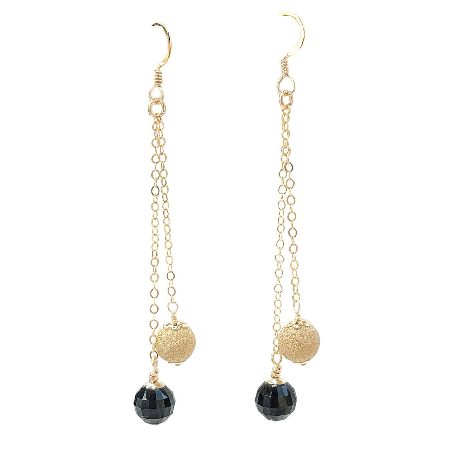 Swarovski Black and Gold Long Dangle Earrings